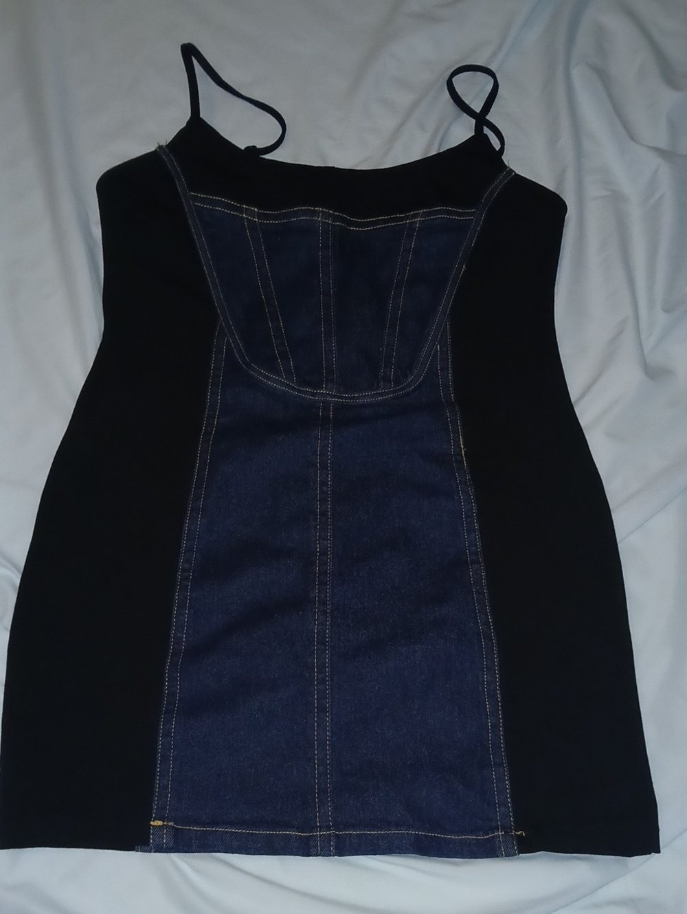 Forever 21 Black and Blue Denim Panel Dress